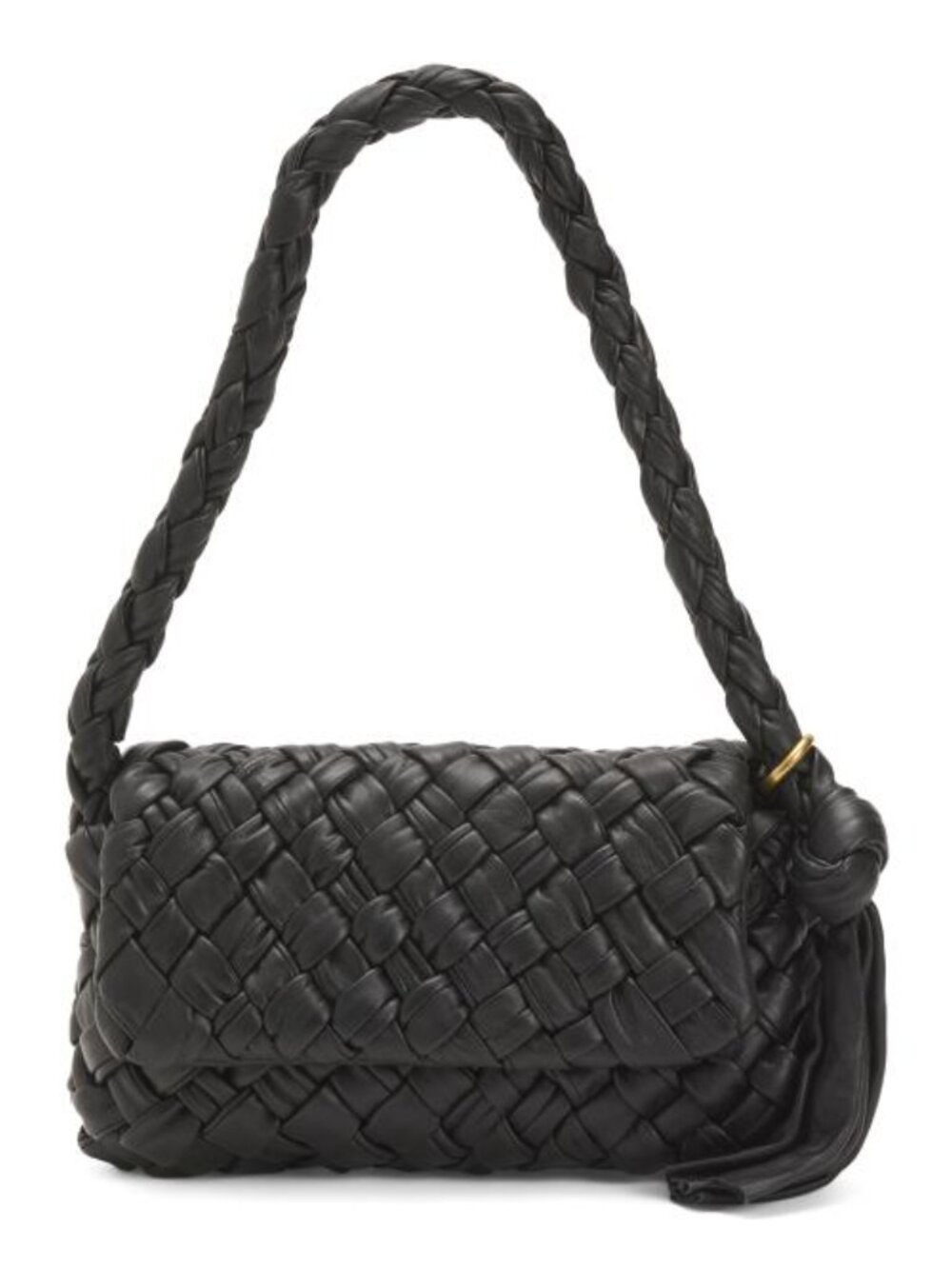 WALTER BAKER Leather Halston Hand Woven Flap Shoulder Bag